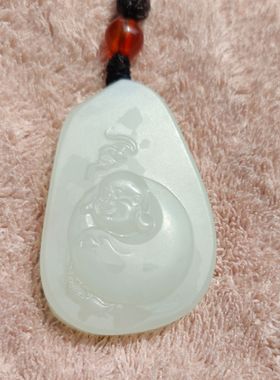 店长推荐精品新疆和田白玉籽料女笑佛挂件吊坠玉质细腻油润脂粉足