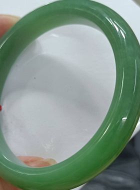 推荐老坑俄罗斯碧玉粉绿微猫眼平安镯色泽鲜绿种老密度高雅致大气