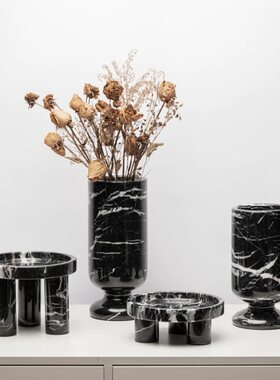 大理石花瓶花器托盘装饰托盘摆件