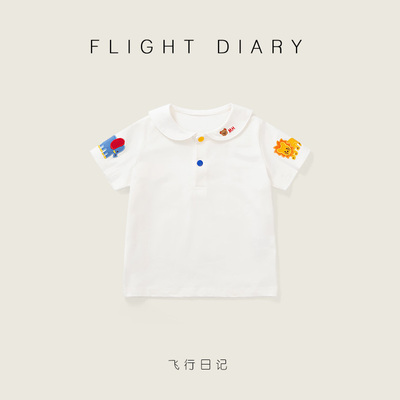 chao洋气海军领刺绣纯棉短袖T恤