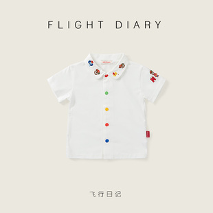 宝宝白色T恤短袖纯棉男宝翻领半袖男童夏装MIKI日系幼儿园童装a类
