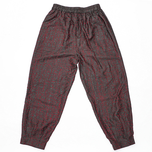 哈伦裤【透彩红龟】桑蚕丝香云纱老料龟纹裤子小脚裤