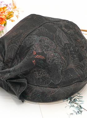 香云纱【鱼尾雁行】真丝帽子优雅蝴蝶结贝雷帽可折叠四季帽女士帽