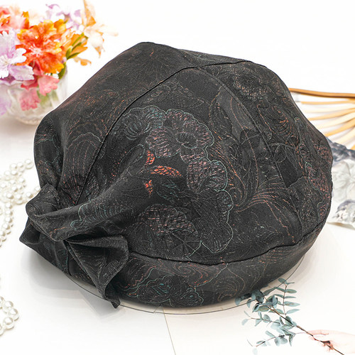香云纱【鱼尾雁行】真丝帽子优雅蝴蝶结贝雷帽可折叠四季帽女士帽