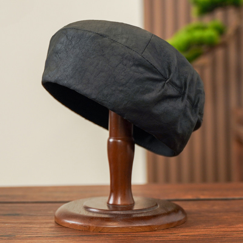 香云纱【空姐帽】无帽可折叠檐贝雷帽真丝帽子四季防晒单帽