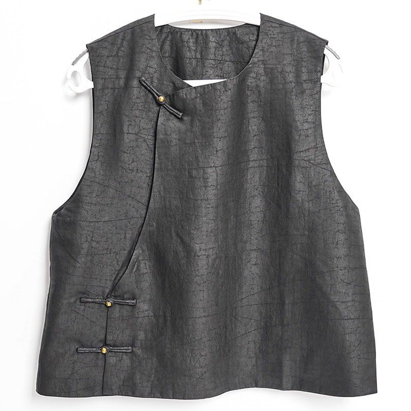 龟纹中式背心【墨华映】中国风春秋马甲盘扣桑蚕丝新香云纱休闲