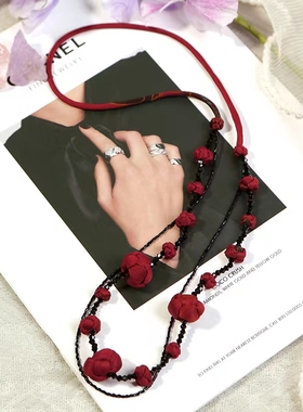 真丝香云纱纽扣结项链扣吊坠桑蚕丝挂坠国风