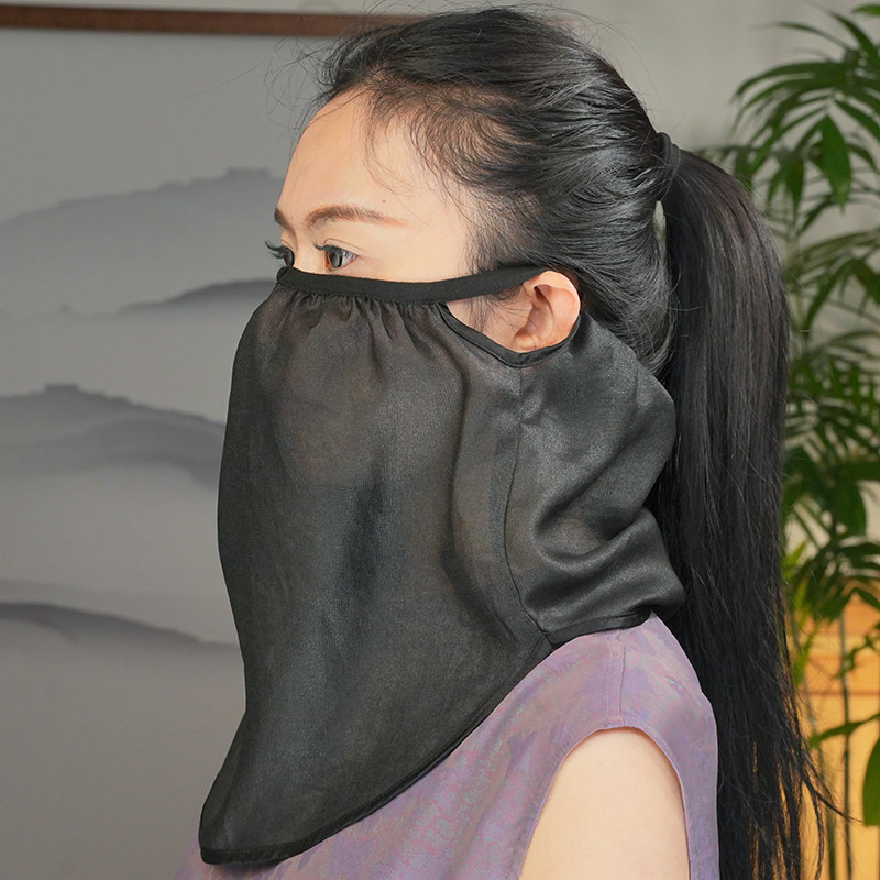 真丝护脖防尘防晒面纱