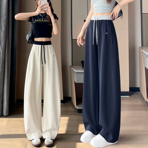天丝棉女夏薄高腰阔腿垂感卫裤