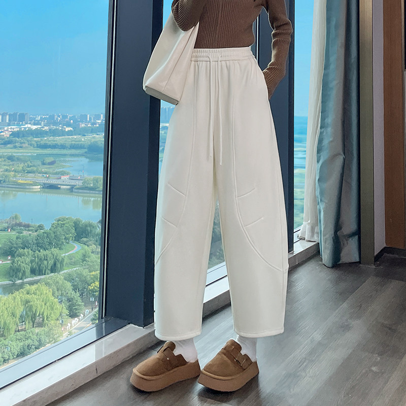 羊绒弯刀阔腿裤女秋冬2025新款加绒小个子高腰显瘦宽松休闲香蕉裤,女装/女士精品,休闲裤,淘宝优惠券,粉丝福利购,淘宝优惠卷