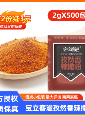 宝立香辣孜然粉小包2g*500上校鸡块鸡排炸鸡烧烤调味粉撒料巨划算