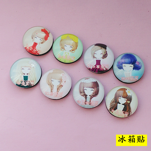 十个包邮 水晶创意玻璃冰箱贴 时光宝石磁贴 花花姑娘 便利贴