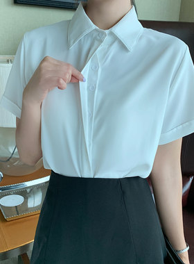 雪纺女士设计感小众短袖白色衬衫