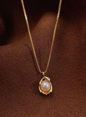 淡水珍珠小众高级锁骨项链毛衣链