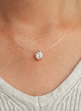 莫桑钻锁骨链透明鱼线吊坠隐形链