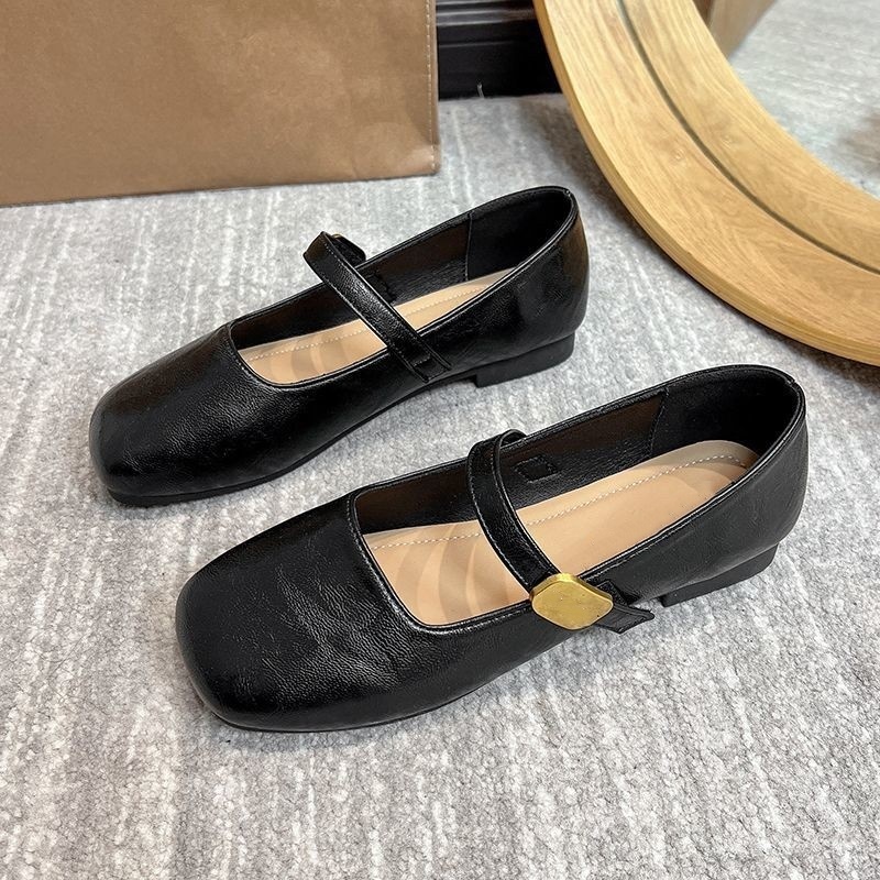 气质方头平底单鞋女2025新款