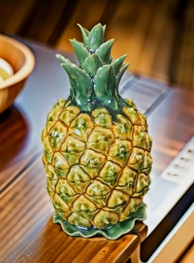 招财菠萝摆件石湾公仔陶瓷工艺品家居装饰品客厅玄关摆件