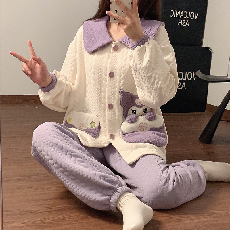 空气棉睡衣女秋冬季新款可爱卡通加厚夹层长袖宽松保暖家居服套装,女士内衣/男士内衣/家居服,睡袍/浴袍,淘宝优惠券,粉丝福利购,淘宝优惠卷