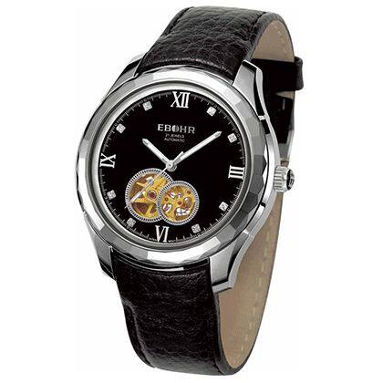 真皮机械表弧形接口依波表带原装