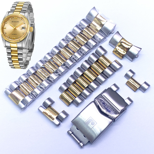 罗西尼5303手表精钢原装 实心间金色7303折叠扣 表带单节5302正品