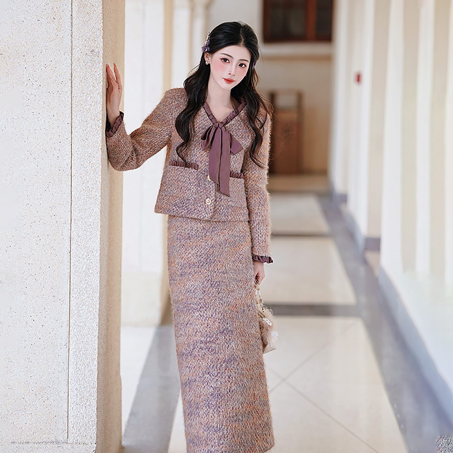 编织小香套装女款时尚秋冬外套