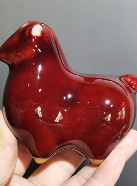 马年吉祥物钧瓷红釉小马摆件招财镇宅旺运桌面玄关陶瓷装饰品礼品