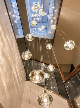 2026新款楼梯吊灯loft复式挑空客厅楼梯间吊灯别墅旋转楼梯长吊灯