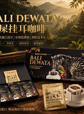 印尼进口WORCAS传承猫屎咖啡印尼独立挂耳礼盒手冲luwak麝香猫