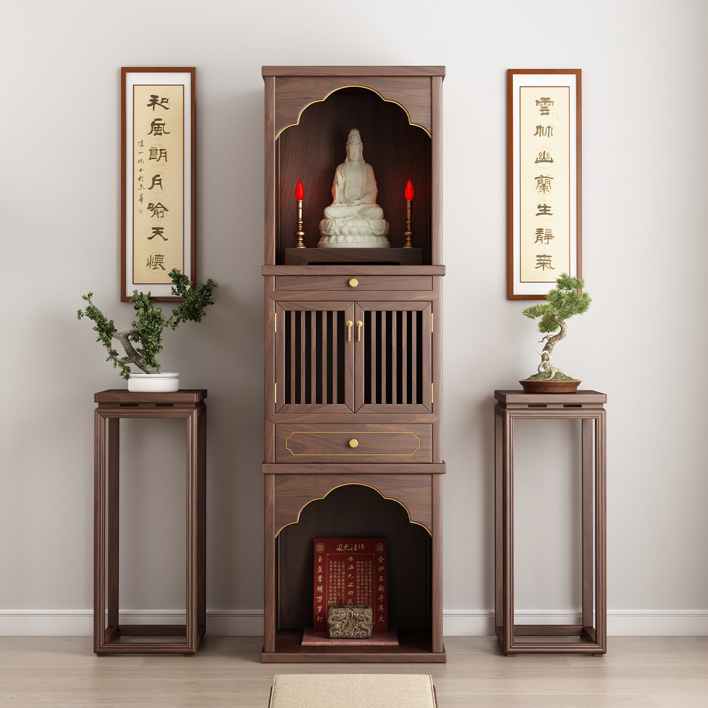 新中式实木佛龛立柜二层神台柜家用供桌祖先观音财神爷地主柜佛柜