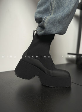 FERMINA平底瘦瘦靴方头女靴