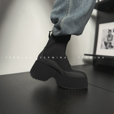 FERMINA平底瘦瘦靴方头女靴