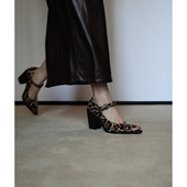 秋季 女鞋 新款 女粗跟高跟鞋 Fermina 复古通勤单鞋 豹纹玛丽珍鞋 法式