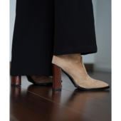 靴方跟短筒 通勤女靴子绒面时装 Fermina 短靴女高跟方头瘦瘦靴新款