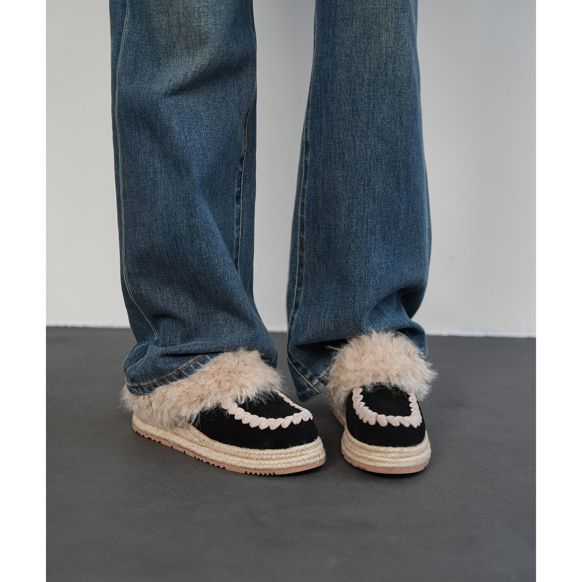 Fermina 新款毛毛拖鞋女加绒平底厚底草编包头拖小个子增高渔夫鞋,女鞋,毛毛鞋,淘宝优惠券,粉丝福利购,淘宝优惠卷