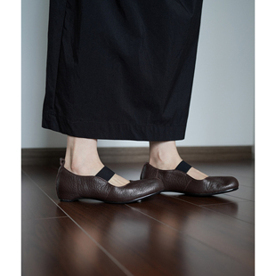 Fermina 复古风圆头浅口单鞋女平底低跟鞋新款通勤女鞋玛丽珍鞋