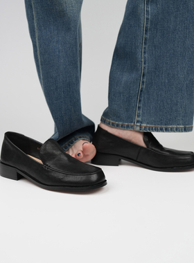 Fermina 通勤穆勒鞋女平底一脚蹬懒人鞋英伦风小皮鞋软面牛皮单鞋