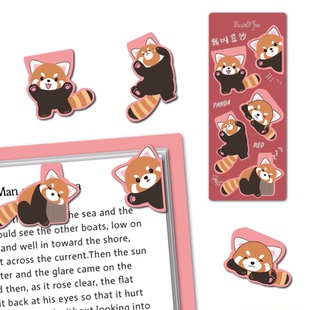 小熊猫卡通磁力书签异形可爱动物磁性文艺书夹创意小学生礼物文创