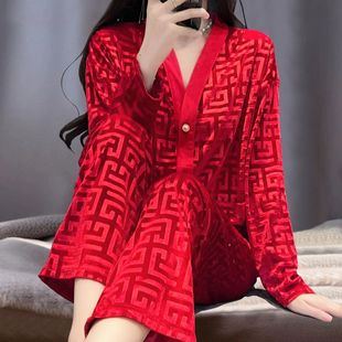 金丝绒高级感睡衣女秋冬2024年新款网红爆款家居服套装春秋可外穿