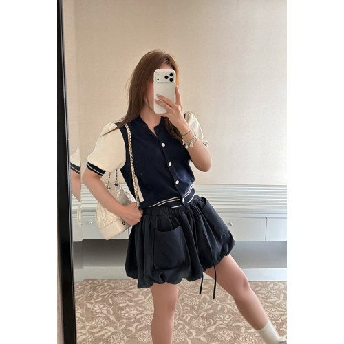 Scout 05.13 20:00 常青藤学姐高智感曲珠透气拼色学院感针织上衣