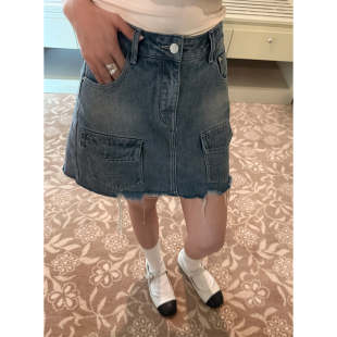 Scout搭配好能手 高腰裙子 夏日Chao实用莱赛尔水洗牛仔短裙女夏季