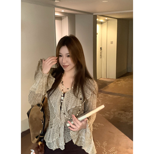 Scout 荷叶边镂空双股针织氛围感毛衣女设计感上衣 Jue美妍妍风格