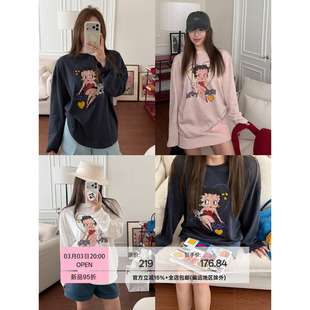 Scout 甜宠C位tee B入单品B*tty涂鸦缎缩丝凉感印花防晒长T恤女