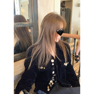 重工高成本纽扣丝绒外套vtg复古气质上衣女 私服 Scout 限定发售