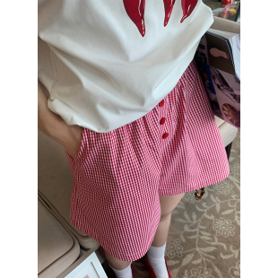 居家休闲百搭遛弯儿短裤 舒适红格子夏季 女 居家也要美美 Scout