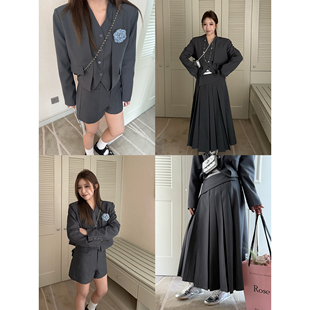 外套重工长裙三件套 气场解构廓形珐琅灰西装 Scout 伦敦大艺术家