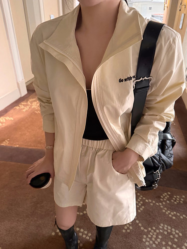 Scout 「LP老钱调调」精致休闲的运动工装衬衫女秋季+短裤两件套