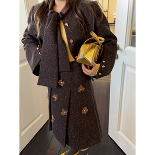 羊毛西装 vtg粗花呢围巾式 女学院套组 点彩可露丽 Scout