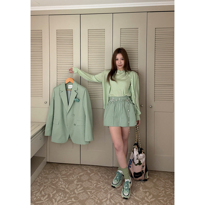 Scout 高智韩系女主 森林氧气感挺括西装2-way穿搭围裙式短裤裙