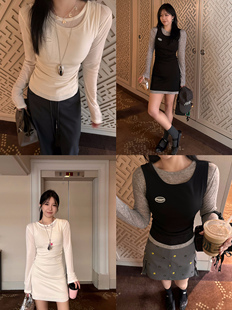 Scout 连衣裙女 「慵懒入秋」过渡Bi入纸片人天丝柔肤假两件上衣