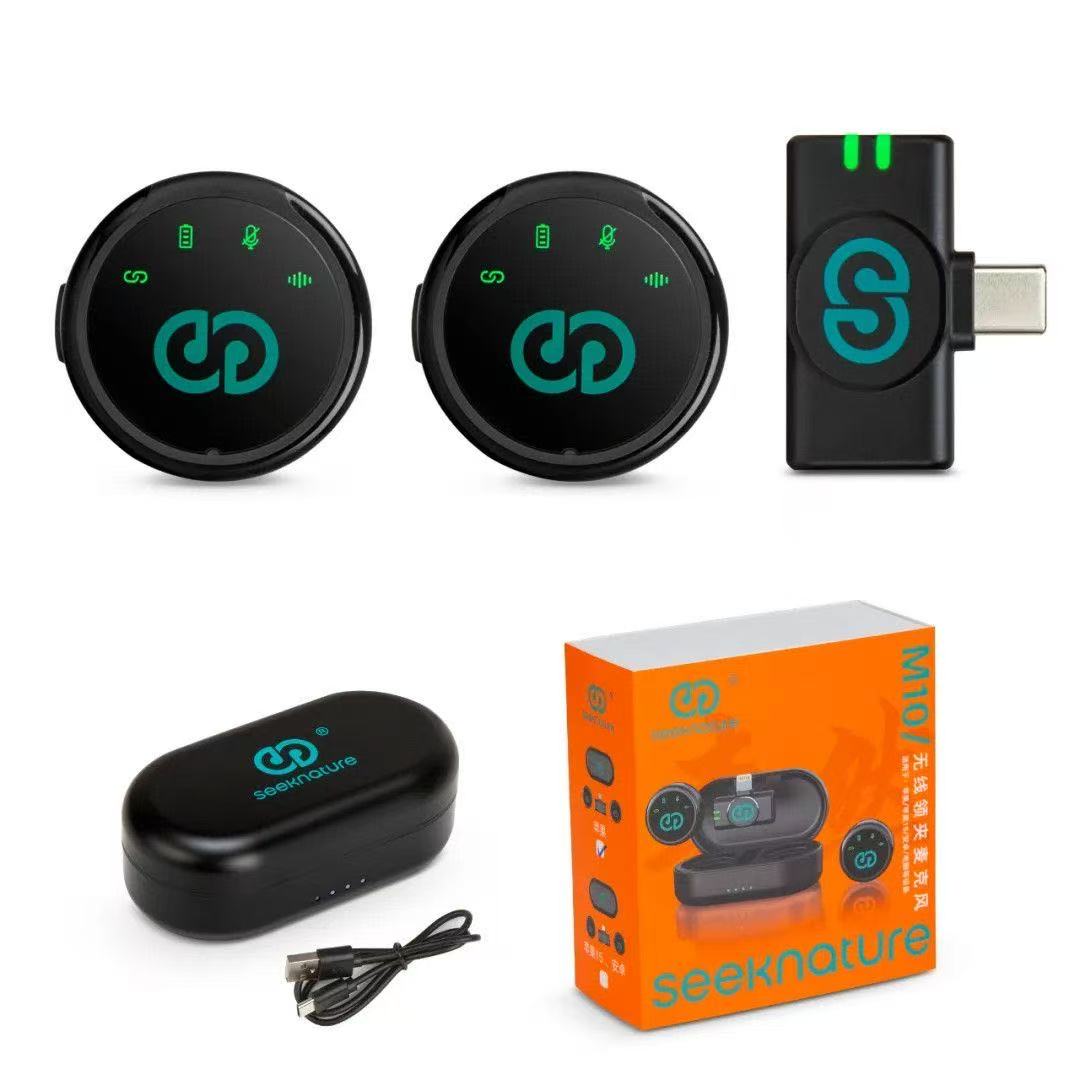 森然M10无线领夹麦一拖二直播收音录音拍短视频降噪小巧纽扣款